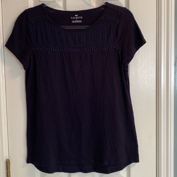 Talbots Sz 6 Navy Blue/Multi-colored Floral A-line Skirt - Bonus Tee Included!!! - Picture 7 of 9